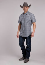 Mens Roper Horizontal Aztec Blanket Print Short Sleeve Snap Shirt
