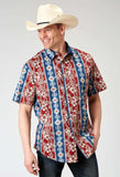 Roper Mens Short Sleeve Button Vertical Tropical Aztec Western Shirt - Roper - Flyclothing LLC