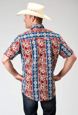 Roper Mens Short Sleeve Button Vertical Tropical Aztec Western Shirt - Roper - Flyclothing LLC