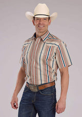 Roper Mens Short Sleeve Snap Southwest Vertical Stripe Western Shirt - Roper - Flyclothing LLC