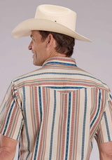 Roper Mens Short Sleeve Snap Southwest Vertical Stripe Western Shirt - Roper - Flyclothing LLC