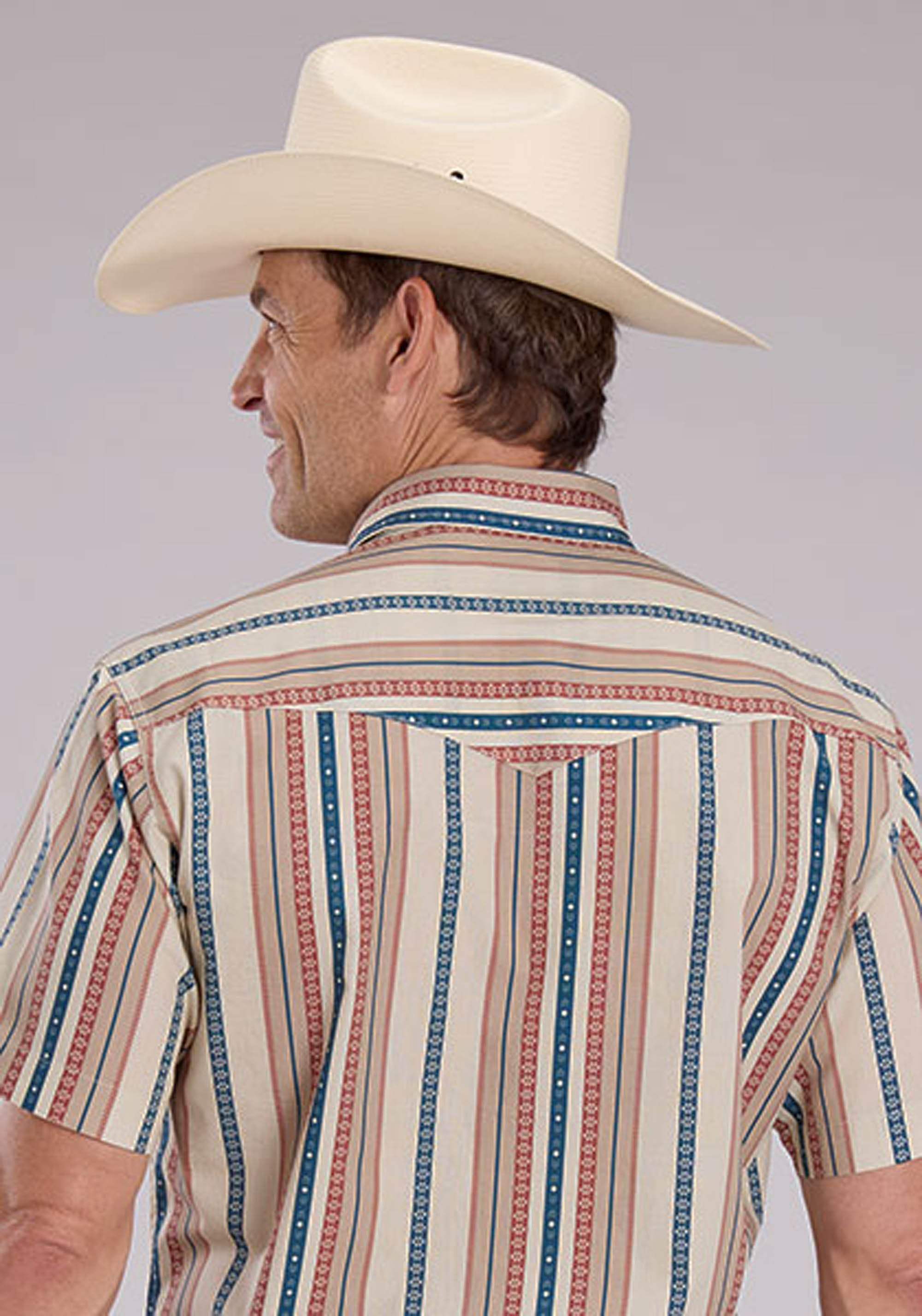 Roper Mens Short Sleeve Snap Southwest Vertical Stripe Western Shirt - Roper - Flyclothing LLC
