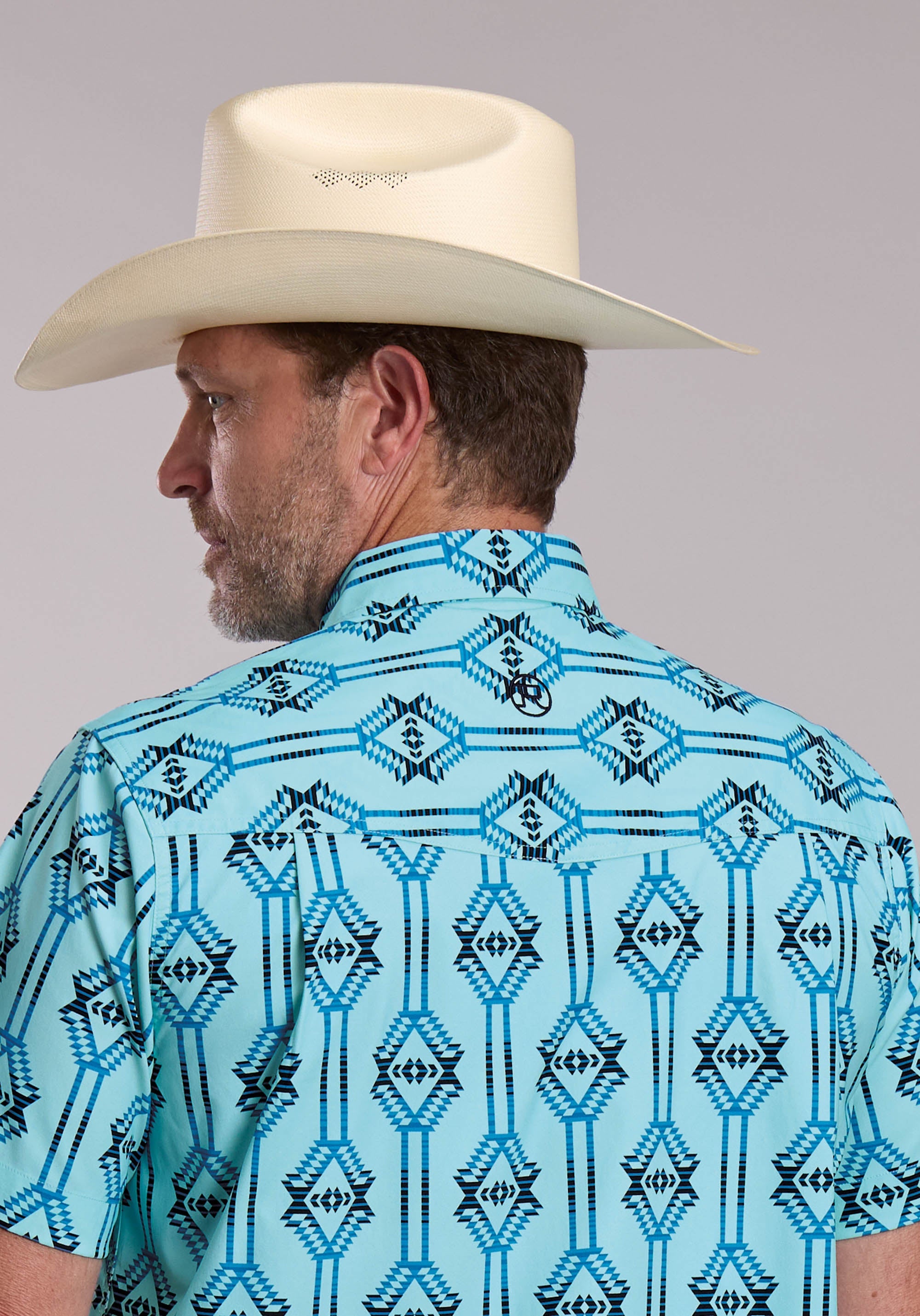 Mens Roper Serape Print Short Sleeve Snap Shirt