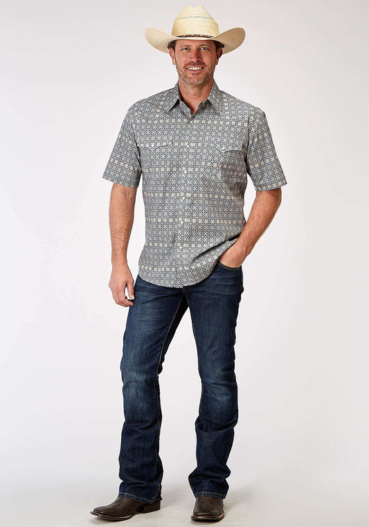 Roper Mens Short Sleeve Snap Western Foulard Western Shirt - Roper - Flyclothing LLC