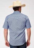 Roper Mens Short Sleeve Snap Blue Skies Tie Print Western Shirt - Roper