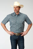 Roper Mens Short Sleeve Snap Frontier Foulard Western Shirt - Roper