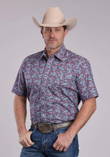 Mens Roper Bandana Paisley Short Sleeve Snap Shirt - Roper - Flyclothing LLC