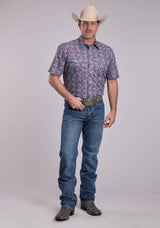 Mens Roper Bandana Paisley Short Sleeve Snap Shirt - Roper - Flyclothing LLC