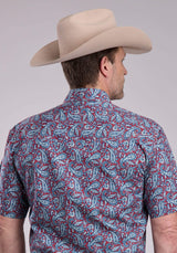 Mens Roper Bandana Paisley Short Sleeve Snap Shirt - Roper - Flyclothing LLC