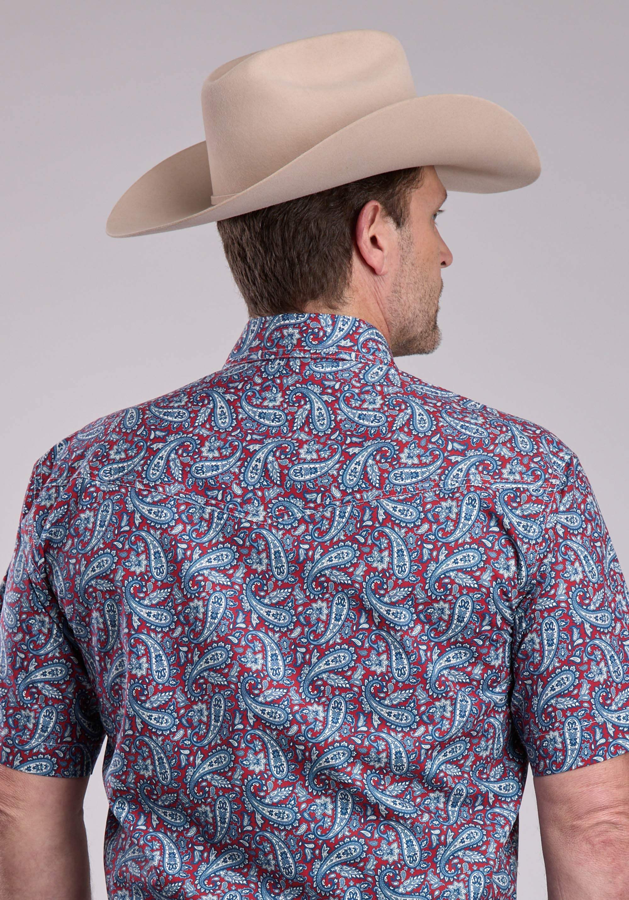 Mens Roper Bandana Paisley Short Sleeve Snap Shirt - Roper - Flyclothing LLC