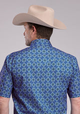 Mens Roper Ornamental Paisley Short Sleeve Snap Shirt