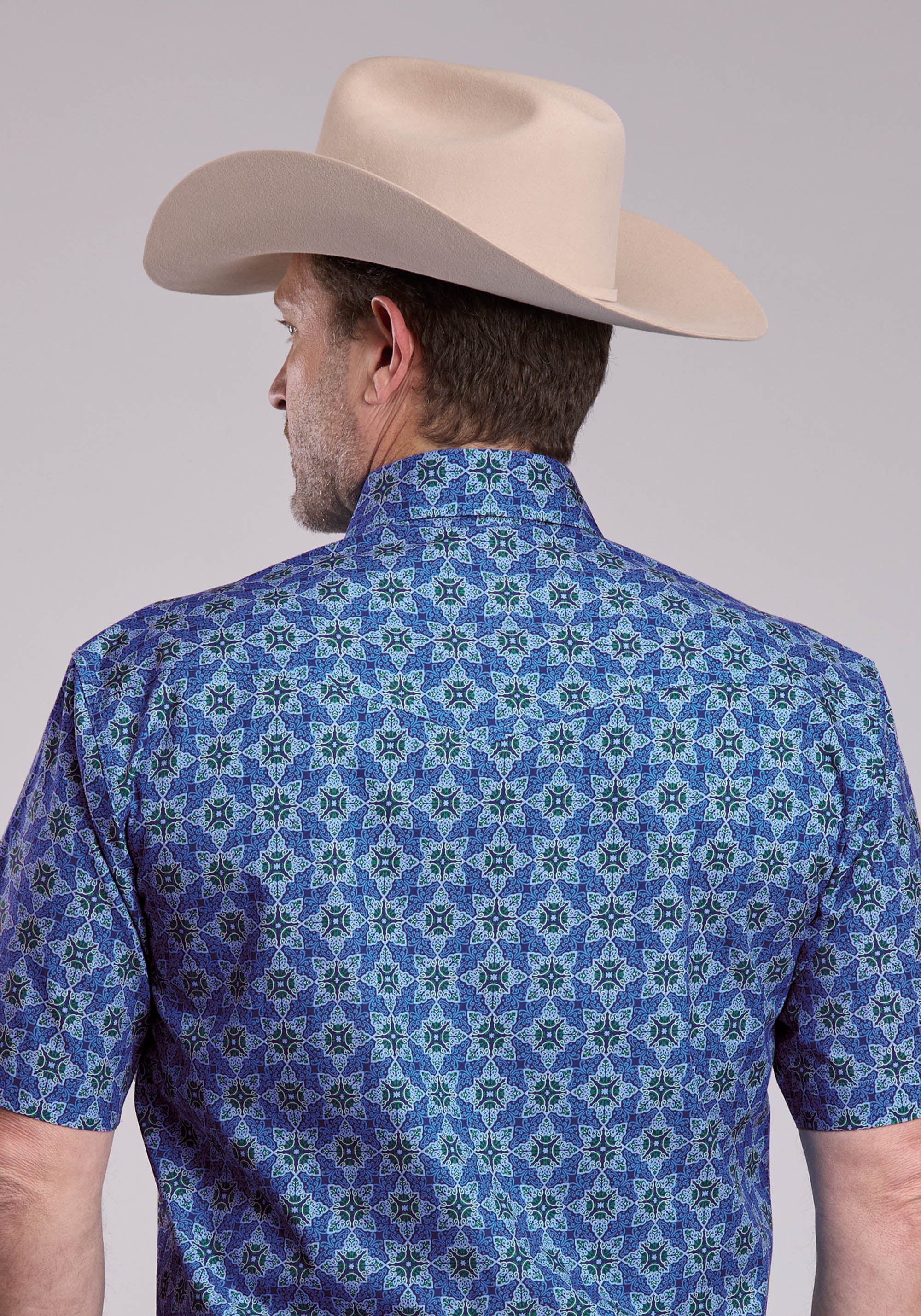 Mens Roper Ornamental Paisley Short Sleeve Snap Shirt