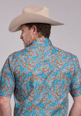 Mens Roper Desert Spring Paisley Short Sleeve Snap Shirt