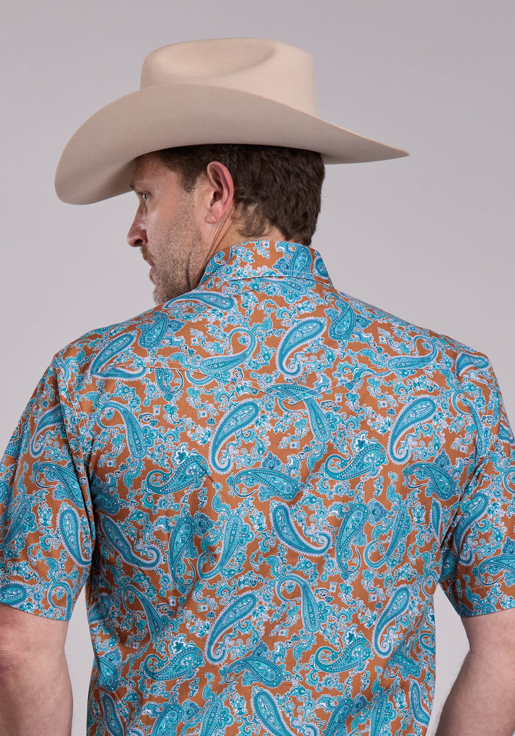 Mens Roper Desert Spring Paisley Short Sleeve Snap Shirt