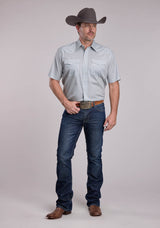 Mens Roper Stretch Four Point Foulard - Grey Short Sleeve Snap Shirt