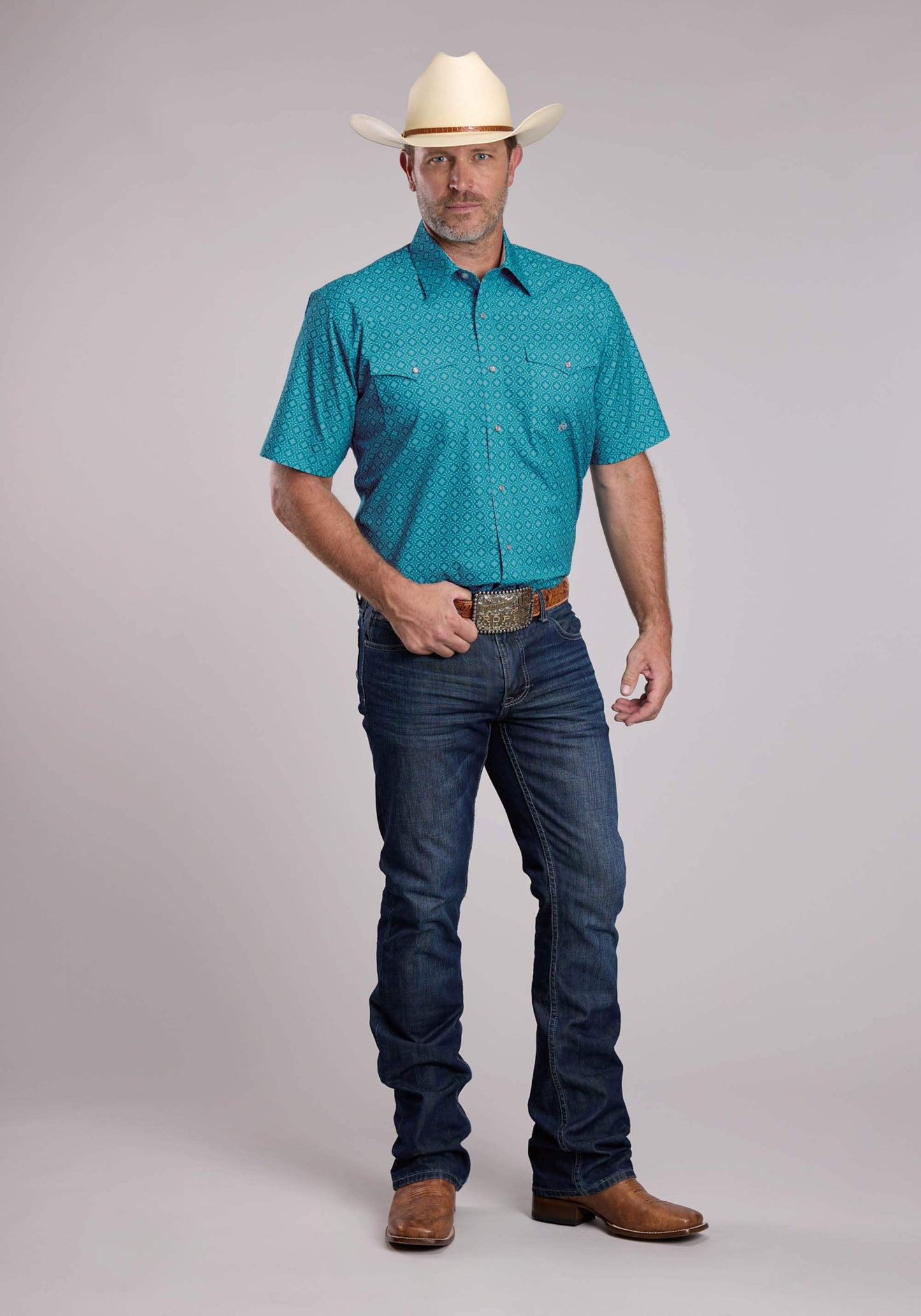 Mens Roper Wallpaper Medallion Short Sleeve Snap Shirt - Roper - Flyclothing LLC