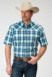 Roper Mens Short Sleeve Snap Cool Breeze Plaid Western Shirt - Roper