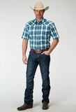 Roper Mens Short Sleeve Snap Cool Breeze Plaid Western Shirt - Roper
