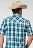 Roper Mens Short Sleeve Snap Cool Breeze Plaid Western Shirt - Roper