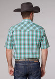 Roper Mens Short Sleeve Snap Cold Springs Plaid Western Shirt - Roper