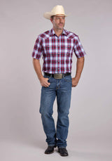 Mens Roper Ball Park Plaid Short Sleeve Snap Shirt - Roper - Flyclothing LLC