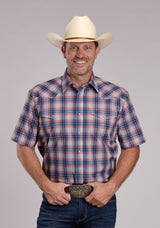 Mens Roper Breezy Plaid Short Sleeve Snap Shirt