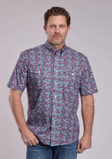 Mens Roper Bandana Paisley Short Sleeve Button Shirt - Roper - Flyclothing LLC