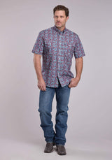 Mens Roper Bandana Paisley Short Sleeve Button Shirt - Roper - Flyclothing LLC