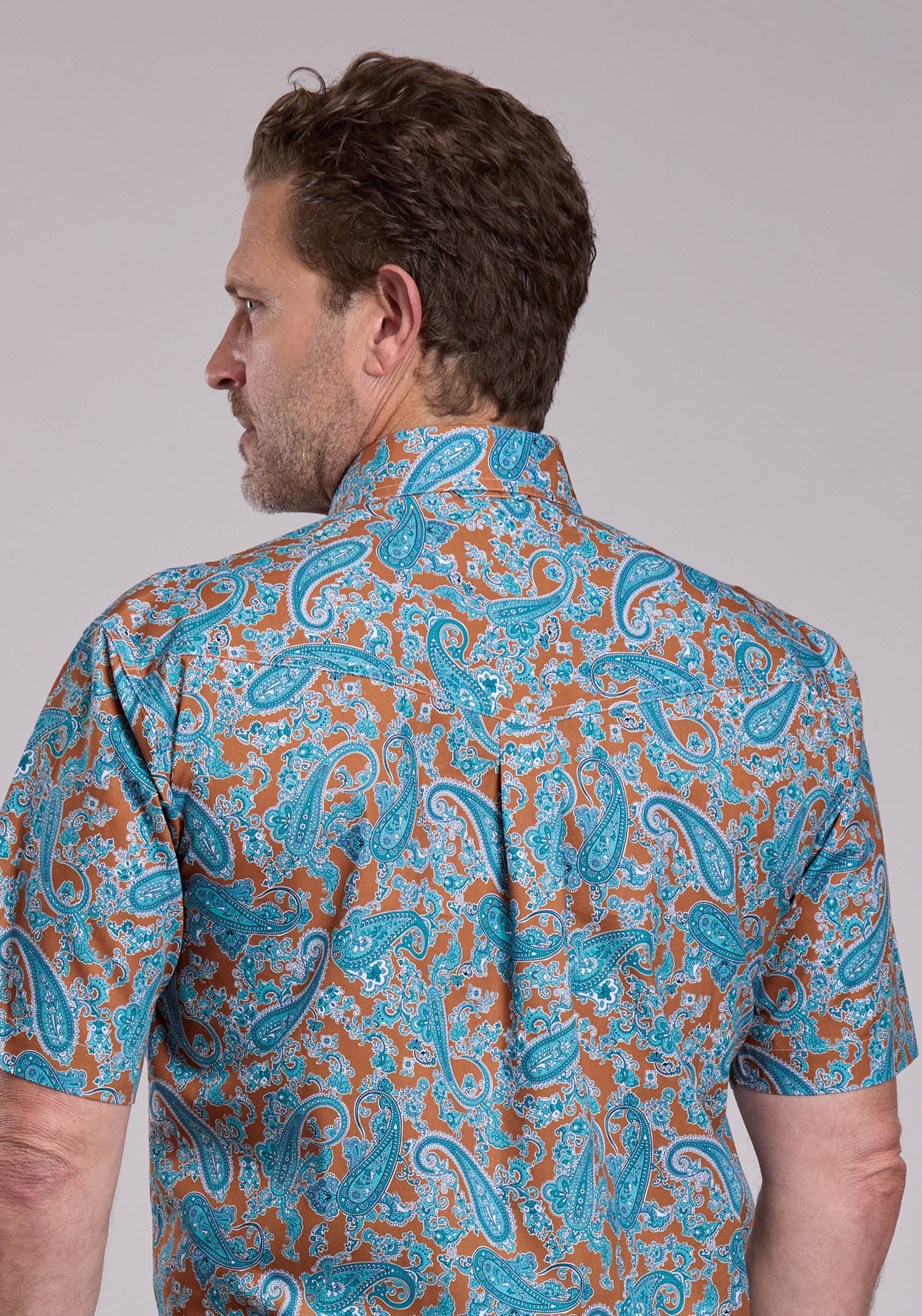Mens Roper Desert Spring Paisley Short Sleeve Button Shirt