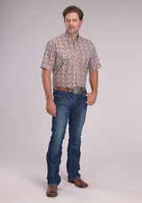 Roper Mens Short Sleeve Button Clay Paisley Western Shirt - Roper - Flyclothing LLC