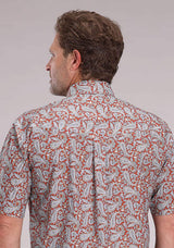 Roper Mens Short Sleeve Button Clay Paisley Western Shirt - Roper - Flyclothing LLC