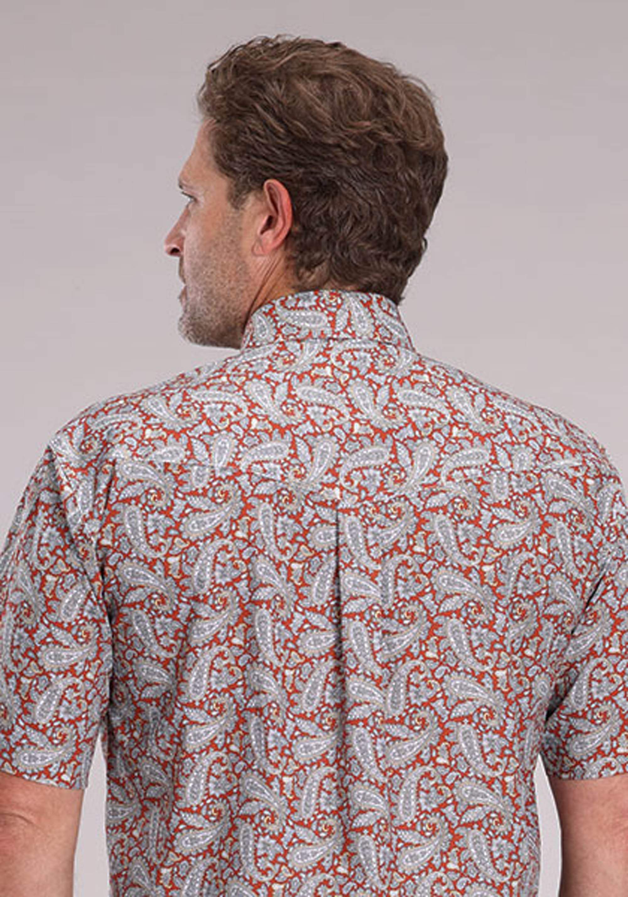 Roper Mens Short Sleeve Button Clay Paisley Western Shirt - Roper - Flyclothing LLC