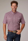 Roper Mens Short Sleeve Button Stretch Neat Red Western Shirt - Roper