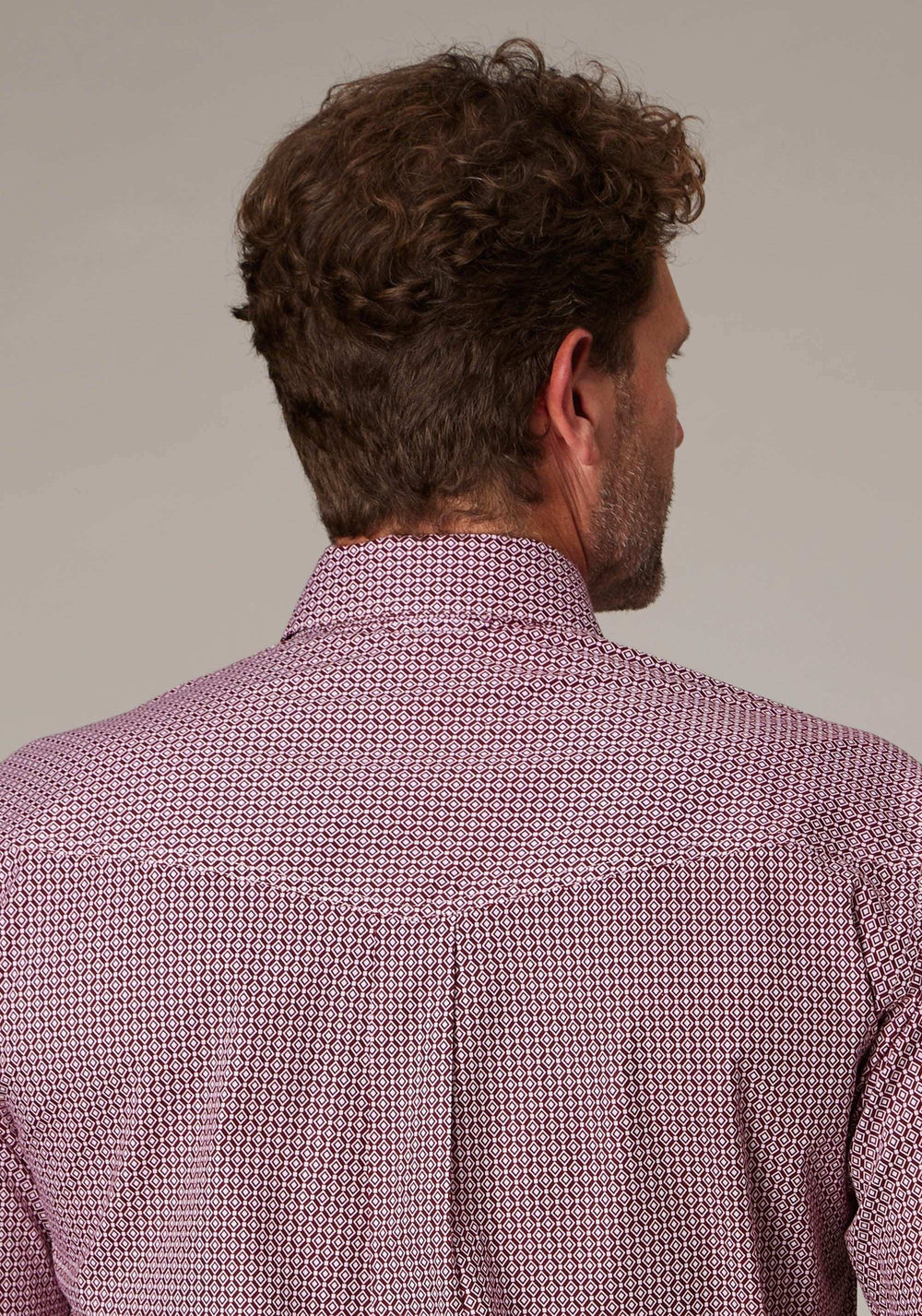 Roper Mens Short Sleeve Button Stretch Neat Red Western Shirt - Roper - Flyclothing LLC