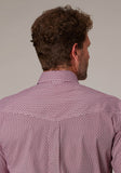 Roper Mens Short Sleeve Button Stretch Neat Red Western Shirt - Roper