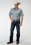 Roper Mens Short Sleeve Button Delft Paisley Western Shirt - Roper