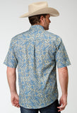Roper Mens Short Sleeve Button Delft Paisley Western Shirt - Roper