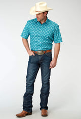 Roper Mens Short Sleeve Button Lake Medallion Western Shirt - Roper - Flyclothing LLC