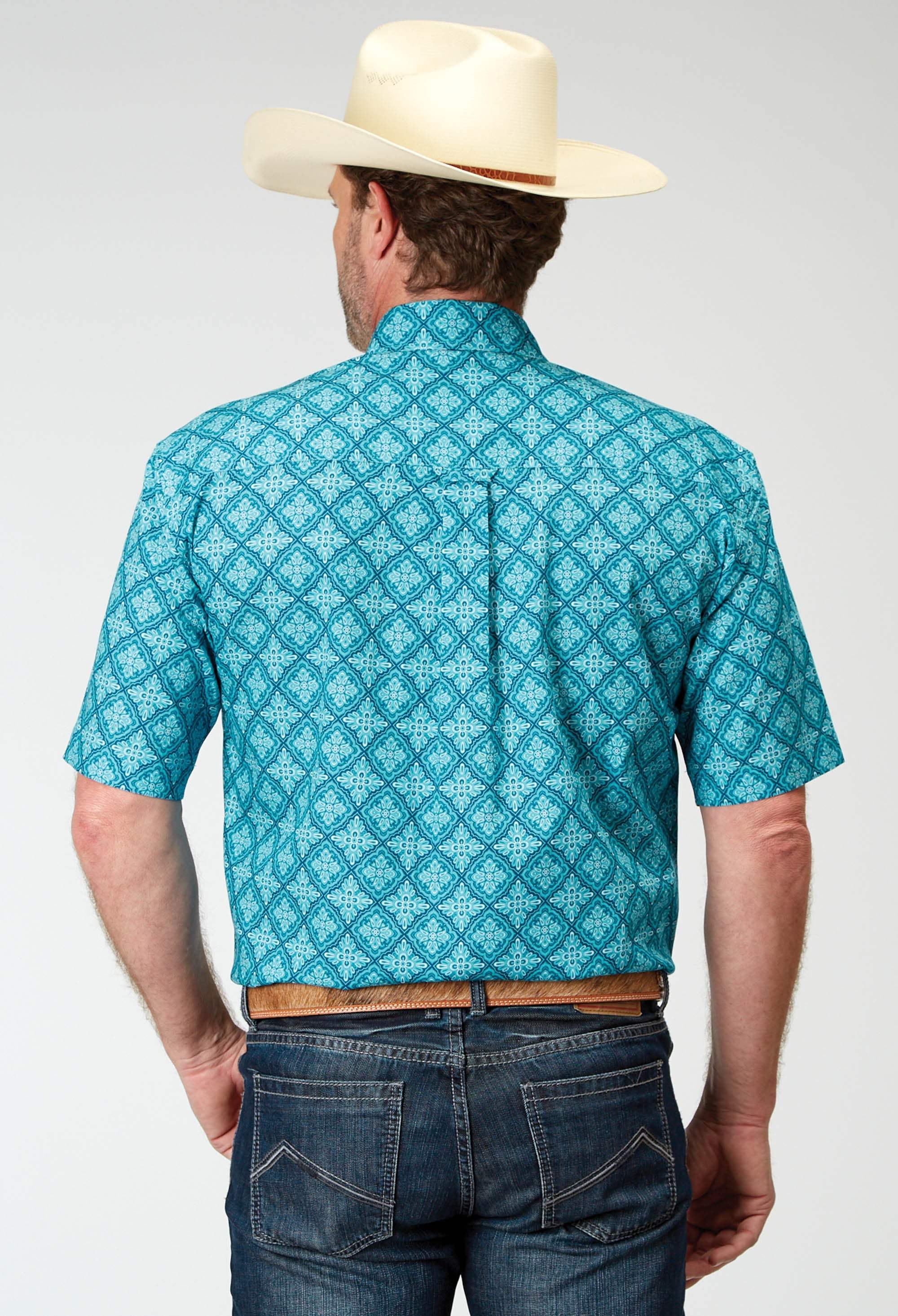 Roper Mens Short Sleeve Button Lake Medallion Western Shirt - Roper - Flyclothing LLC