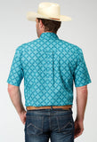 Roper Mens Short Sleeve Button Lake Medallion Western Shirt - Roper