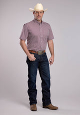 Mens Roper Red Tile Foulard Short Sleeve Button Shirt