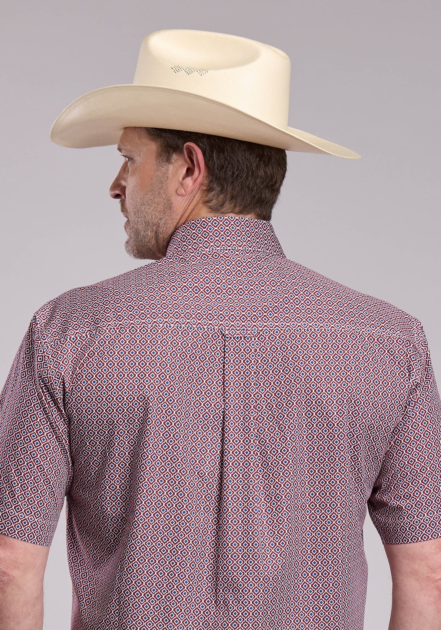 Mens Roper Red Tile Foulard Short Sleeve Button Shirt