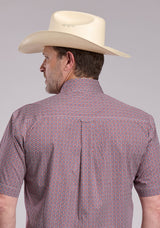 Mens Roper Red Tile Foulard Short Sleeve Button Shirt