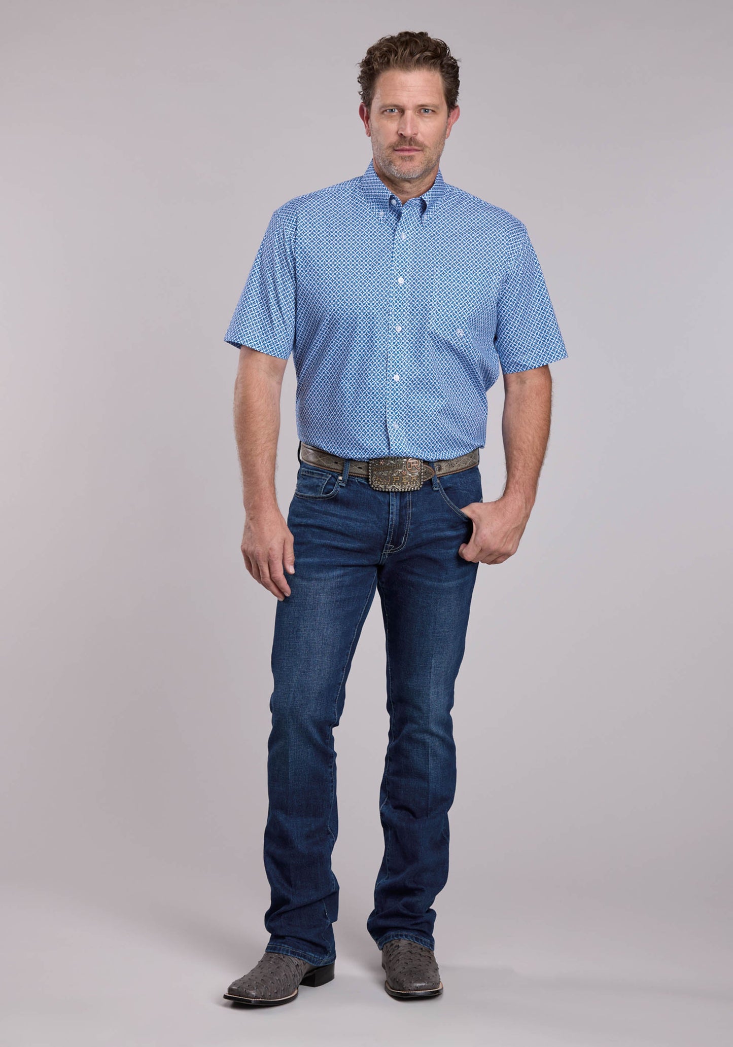 Mens Roper Pinwheel Foulard Short Sleeve Button Shirt