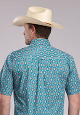 Mens Roper Vintage Ornate Paisley Short Sleeve Button Shirt