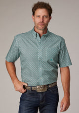 Roper Mens Silver Spring Foulard Short Sleeve Button Western Shirt