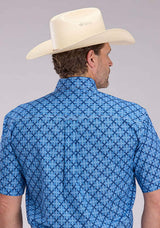 Roper Mens Blue Ribbon Medallion Short Sleeve Button Western Shirt - Roper - Flyclothing LLC