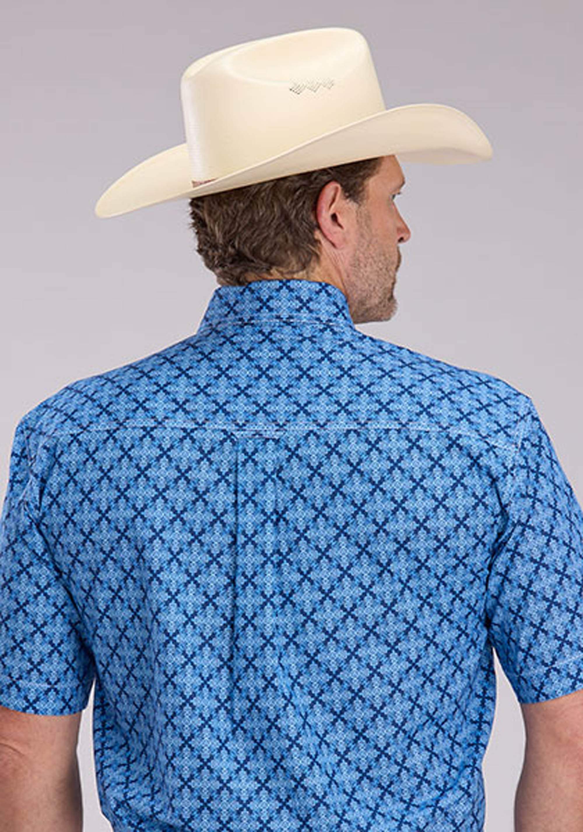 Roper Mens Blue Ribbon Medallion Short Sleeve Button Western Shirt - Roper - Flyclothing LLC