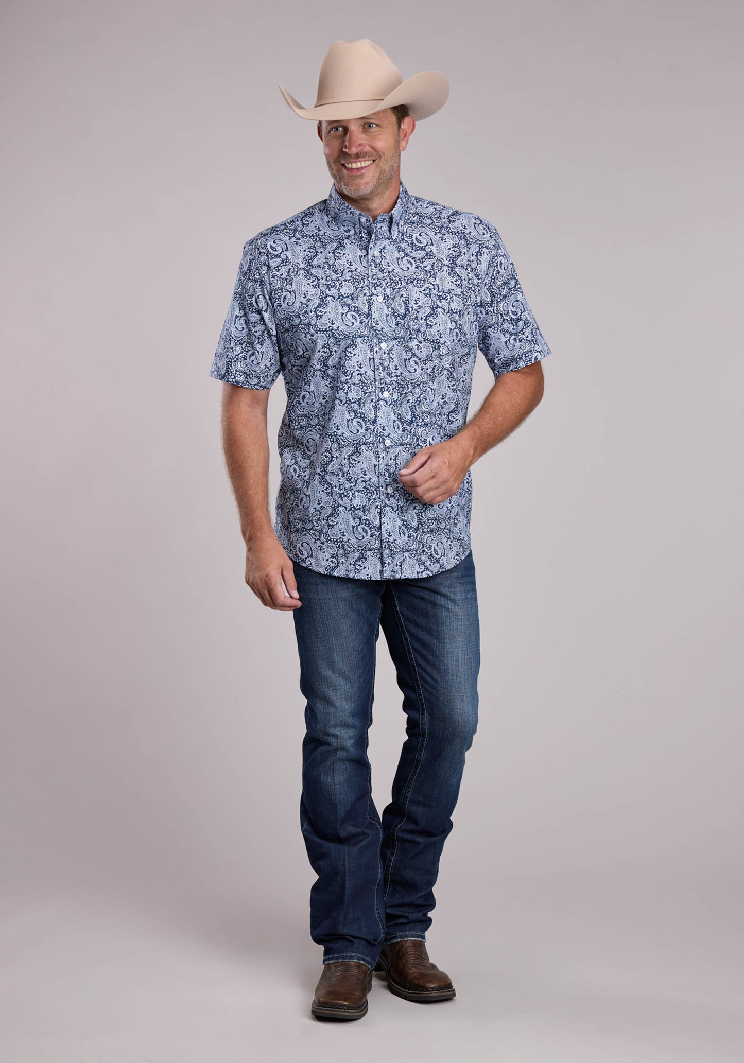 Mens Roper Windy Paisley Short Sleeve Button Shirt