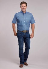 Mens Roper Sky Tile Foulard Short Sleeve Button Shirt - Roper - Flyclothing LLC